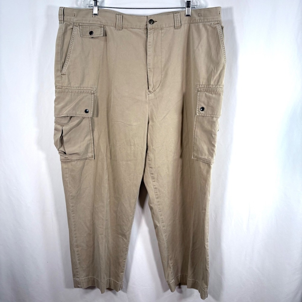 Polo Ralph Lauren Cargo Pants Tan Khaki Cotton Chino Utility Mens 46x30 VTG 90s - Picture 3 of 16